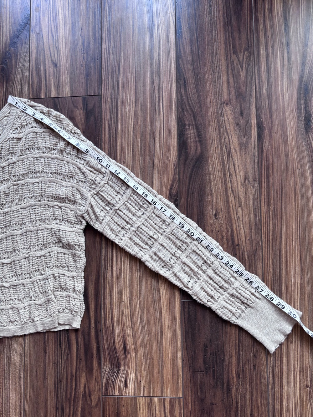 NATURAL LIFE Beige Tan Open-Weave Crewneck Sweater, Emily - Picture 6 of 6